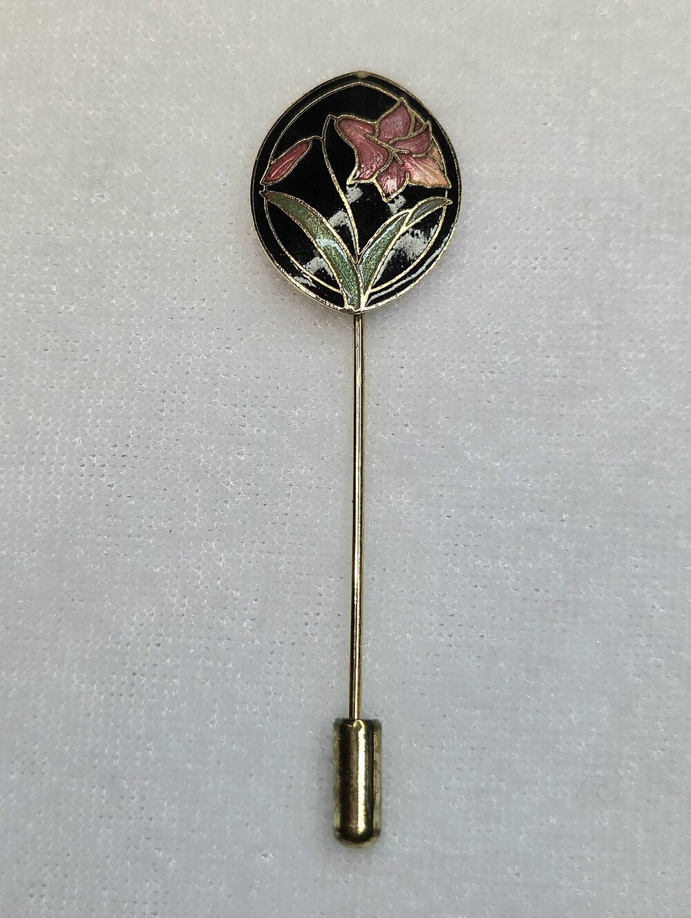 Vintage Cloisonné Enamel Lily Stick Pin